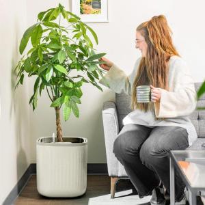 imageVego garden Planters for Outdoor ampamp Indoor Plants Large Plant Pots with Self Watering 15quot Tall Large Plant Pots with Trellis for Flowers Plants Decor Cream WhiteCream White