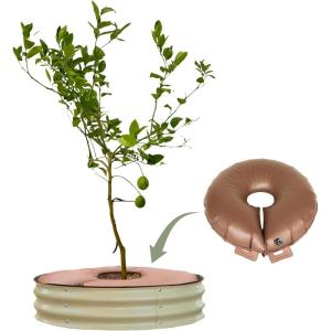 imageVego garden Raised Garden Bed 8 Tall Tree Surround with Watering Ring Olive GreenPearl White