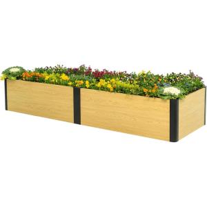 imageWoodgrain Series Raised Garden Bed 2 x 8 Outdoor WoodenLook Metal Planter Box for Gardening Vegetables Flowers Herbs2 x 8