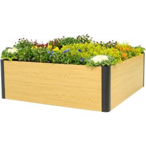 imageWoodgrain Series Raised Garden Bed 2 x 8 Outdoor WoodenLook Metal Planter Box for Gardening Vegetables Flowers Herbs4 x 4