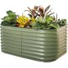 imageVego garden 26quot Extra Tall Raised Garden Bed Kits 9 in 1 Modular Raised Planter Box for Vegetables Flowers Fruits Oval Metal Raised GardenOlive GreenOlive Green
