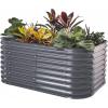 imageVego garden 26quot Extra Tall Raised Garden Bed Kits 9 in 1 Modular Raised Planter Box for Vegetables Flowers Fruits Oval Metal Raised GardenOlive GreenModern Gray