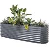 imageVego garden 26quot Extra Tall Raised Garden Bed Kits 9 in 1 Modular Raised Planter Box for Vegetables Flowers Fruits Oval Metal Raised GardenOlive GreenModern Gray