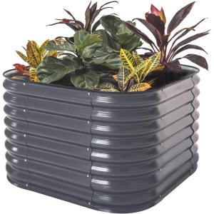 imageVego garden 26quot Extra Tall Raised Garden Bed Kits 9 in 1 Modular Raised Planter Box for Vegetables Flowers Fruits Oval Metal Raised GardenOlive GreenModern Gray