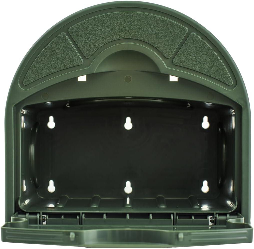 imageVego Garden Hose Hanger Hangout with 115 ft of 58quot Capacity And Enclosed Storage Compartment Cloud GreyCloud Grey