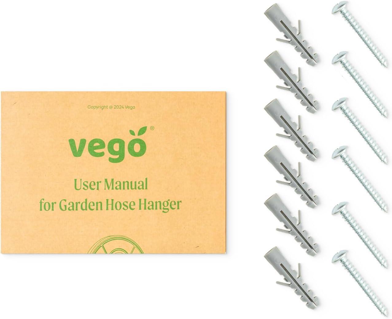 imageVego Garden Hose Hanger Hangout with 115 ft of 58quot Capacity And Enclosed Storage Compartment Cloud GreyCloud Grey