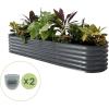imageVego garden 17quot Tall 9 in 1 Raised Garden Bed Modern Gray with 2Pack Solar Garden Lights
