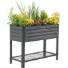 imageRolling Elevated Raised Garden Bed  Slim Series 15 x 35 Outdoor Planters Boxes with Legs ampamp Storage Rack for Patio 500 Lbs Weight Capacity Raised Beds for Gardening Herbs Flowers Modern GrayModern Gray
