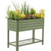 imageRolling Elevated Raised Garden Bed  Slim Series 15 x 35 Outdoor Planters Boxes with Legs ampamp Storage Rack for Patio 500 Lbs Weight Capacity Raised Beds for Gardening Herbs Flowers Modern GrayOlive Green