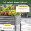 imageRolling Elevated Raised Garden Bed  Slim Series 15 x 35 Outdoor Planters Boxes with Legs ampamp Storage Rack for Patio 500 Lbs Weight Capacity Raised Beds for Gardening Herbs Flowers Modern GrayModern Gray