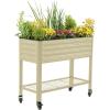 imageRolling Elevated Raised Garden Bed  Slim Series 15 x 35 Outdoor Planters Boxes with Legs ampamp Storage Rack for Patio 500 Lbs Weight Capacity Raised Beds for Gardening Herbs Flowers Modern GrayPearl White