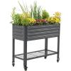 imageRolling Elevated Raised Garden Bed  Slim Series 15 x 35 Outdoor Planters Boxes with Legs ampamp Storage Rack for Patio 500 Lbs Weight Capacity Raised Beds for Gardening Herbs Flowers Modern GrayModern Gray