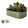imageVego garden 17quot Tall 6 in 1 Raised Garden Bed Olive Green with 2Pack Solar Garden Lights