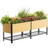 imageRolling Elevated Garden Bed 2 x 8 Metal Woodgrain Elevated Outdoor Planters Boxes with Legs ampamp Storage Rack for Patio 1800 lbs Weight Capacity Raised Beds for Gardening Herb Flowers Vegetables2 x 8