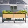 imageRolling Elevated Garden Bed 2 x 8 Metal Woodgrain Elevated Outdoor Planters Boxes with Legs ampamp Storage Rack for Patio 1800 lbs Weight Capacity Raised Beds for Gardening Herb Flowers Vegetables2 x 8