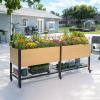 imageRolling Elevated Garden Bed 2 x 8 Metal Woodgrain Elevated Outdoor Planters Boxes with Legs ampamp Storage Rack for Patio 1800 lbs Weight Capacity Raised Beds for Gardening Herb Flowers Vegetables2 x 8