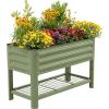 imageElevated Raised Garden Bed for Kids 16quot x 36quot x 22quot Outdoor Planters Box with Legs ampamp Storage Rack Solid ampamp Safe Raised Beds for Gardening Herbs Vegetables Flowers Olive GreenOlive Green