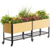 imageRolling Elevated Garden Bed 2 x 8 Metal Woodgrain Elevated Outdoor Planters Boxes with Legs ampamp Storage Rack for Patio 1800 lbs Weight Capacity Raised Beds for Gardening Herb Flowers Vegetables2 x 8
