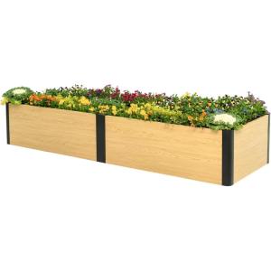 imageVego garden Woodgrain Series Raised Garden Bed 26 Tall 4 x 8 WoodenLook Metal Planter Box Outdoor for Gardening Vegetables Flowers Herbs16 2 x 8
