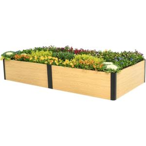 imageVego garden Woodgrain Series Raised Garden Bed 26 Tall 4 x 8 WoodenLook Metal Planter Box Outdoor for Gardening Vegetables Flowers Herbs16 4 x 8