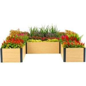 imageVego garden Woodgrain Series Raised Garden Bed 26 Tall 4 x 8 WoodenLook Metal Planter Box Outdoor for Gardening Vegetables Flowers Herbs16 8 x 8 UShaped