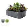imageVego garden 17quot Tall 6 in 1 Raised Garden Bed Modern Gray with 2Pack Solar Garden Lights