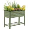 imageRolling Elevated Raised Garden Bed  Slim Series 15 x 55 Outdoor Planters Boxes with Legs ampamp Storage Rack for Patio 750 Lbs Weight Capacity Raised Beds for Gardening Herbs Flowers Olive GreenOlive Green