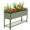 imageRolling Elevated Raised Garden Bed  Slim Series 15 x 55 Outdoor Planters Boxes with Legs ampamp Storage Rack for Patio 750 Lbs Weight Capacity Raised Beds for Gardening Herbs Flowers Olive GreenOlive Green