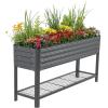 imageRolling Elevated Raised Garden Bed  Slim Series 15 x 55 Outdoor Planters Boxes with Legs ampamp Storage Rack for Patio 750 Lbs Weight Capacity Raised Beds for Gardening Herbs Flowers Olive GreenModern Gray