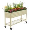 imageRolling Elevated Raised Garden Bed  Slim Series 15 x 55 Outdoor Planters Boxes with Legs ampamp Storage Rack for Patio 750 Lbs Weight Capacity Raised Beds for Gardening Herbs Flowers Olive GreenPearl White