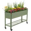 imageRolling Elevated Raised Garden Bed  Slim Series 15 x 55 Outdoor Planters Boxes with Legs ampamp Storage Rack for Patio 750 Lbs Weight Capacity Raised Beds for Gardening Herbs Flowers Olive GreenOlive Green