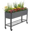 imageRolling Elevated Raised Garden Bed  Slim Series 15 x 55 Outdoor Planters Boxes with Legs ampamp Storage Rack for Patio 750 Lbs Weight Capacity Raised Beds for Gardening Herbs Flowers Olive GreenModern Gray
