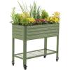 imageRolling Elevated Raised Garden Bed  Slim Series 15 x 55 Outdoor Planters Boxes with Legs ampamp Storage Rack for Patio 750 Lbs Weight Capacity Raised Beds for Gardening Herbs Flowers Olive GreenOlive Green