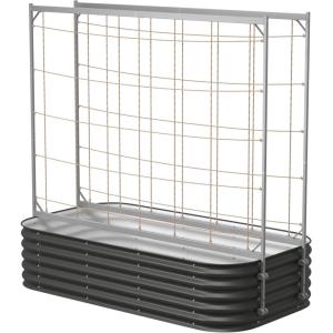 image17quot Tall 9 in 1 35ft x 65ft Raised Garden Bed ampamp Two 65ft Wide Metal Trellises Modern Gray