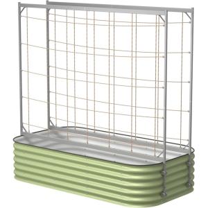 image17quot Tall 9 in 1 35ft x 65ft Raised Garden Bed ampamp Two 65ft Wide Metal Trellises Olive Green