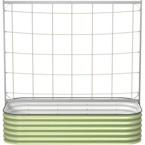 imageVego Garden 17quot Tall 20ft x 65ft Raised Garden Bed ampamp 65ft Wide Metal Trellis Olive Green
