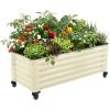 image:imageVego garden Classic Rolling Garden Bed  175 Mobile Metal Raised Garden Bed for Patio Deck Balcony  Deep Planting Space Durable amp Easy to Move Olive Green 175X8Pearl White