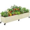 image:imageVego garden Classic Rolling Garden Bed  175 Mobile Metal Raised Garden Bed for Patio Deck Balcony  Deep Planting Space Durable amp Easy to Move Olive Green 175X8Pearl White