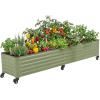 image:imageVego garden Classic Rolling Garden Bed  175 Mobile Metal Raised Garden Bed for Patio Deck Balcony  Deep Planting Space Durable amp Easy to Move Olive Green 175X8Olive Green