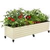 image:imageVego garden Classic Rolling Garden Bed  175 Mobile Metal Raised Garden Bed for Patio Deck Balcony  Deep Planting Space Durable amp Easy to Move Olive Green 175X8Pearl White