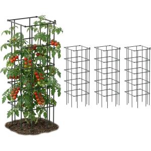 image:imageVego Garden Tomato Cage 165 Square HeavyDuty for Garden amp Pots RustResistant Tomato Stackable Plant Cage Trellis Support for Climbing Vegetables Plants4 Pack