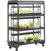 image:imageVego garden 3 Tier Rolling Metal Corner Plant Stand Indoor with 3 Ultimate Grow Light Powerful 60 W FullSpectrum LEDs Plant Rack for Seed Starting Leafy Herbs Fruits amp Microgreens Pearl WhiteMatte Black