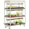 image:imageVego garden 3 Tier Rolling Metal Corner Plant Stand Indoor with 3 Ultimate Grow Light Powerful 60 W FullSpectrum LEDs Plant Rack for Seed Starting Leafy Herbs Fruits amp Microgreens Pearl WhitePearl White