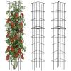 image:imageVego 3Panel Tomato Cage for Garden amp Pots RustResistant Tomato Stakes Plant Cage Trellis Support for Climbing Vegetables Plants  145 Triangle 3 Pack145 inch