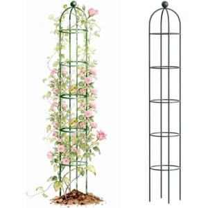 image:imageVego Garden 76 ft Round Obelisk Garden Trellis Metal Rustproof Plant Support Rose Trellis Tower Potted Cages for Flowers Fruits Vegetable Vines Indoor amp Outdoor76 Ft