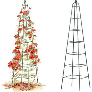 image:imageVego Garden 9 ft Pyramid Obelisk Garden Trellis Metal Rustproof Plant Support Rose Trellis Tower Potted Cages for Flowers Fruits Vegetable Vines Indoor amp Outdoor9 Ft