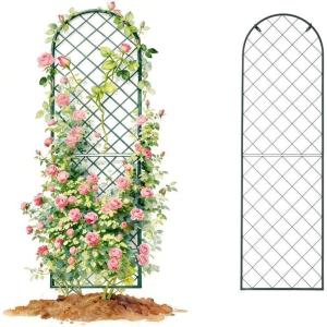 image:imageVego garden Metal 23 x 78 Garden Mounted Wall Trellis 2 Pack for Climbing Plants Flowers Vegetables Planting Arched Outdoor Decoration for Courtyards Lawns Gardens2 Pack