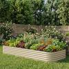 image:imageVego garden 17 Tall 4 x 10 Giant Modular Metal Raised Garden Bed Kit A King Sized Garden Bed for Vegetables Flowers Herbs Olive GreenPearl White