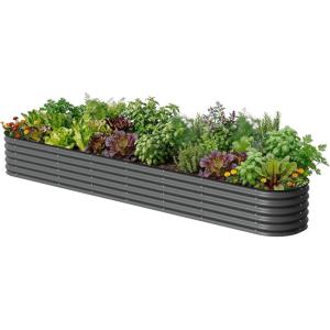 image:imageVego garden 17 Tall 4 x 10 Giant Modular Metal Raised Garden Bed Kit A King Sized Garden Bed for Vegetables Flowers Herbs Olive GreenModern Gray
